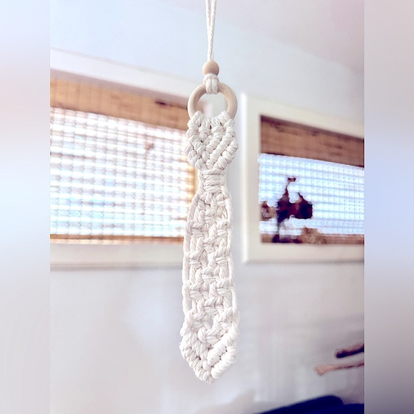 NEW: Father’s Day Gift Men’s Ties Handwoven Macramé Knotted Vehicle Mirror Decor - Picture 1 of 8